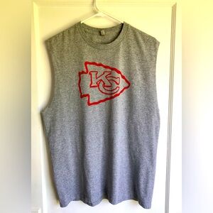 Kansas City Chiefs Gray Cut Off Team Gym T-Shirt Mens Size Large